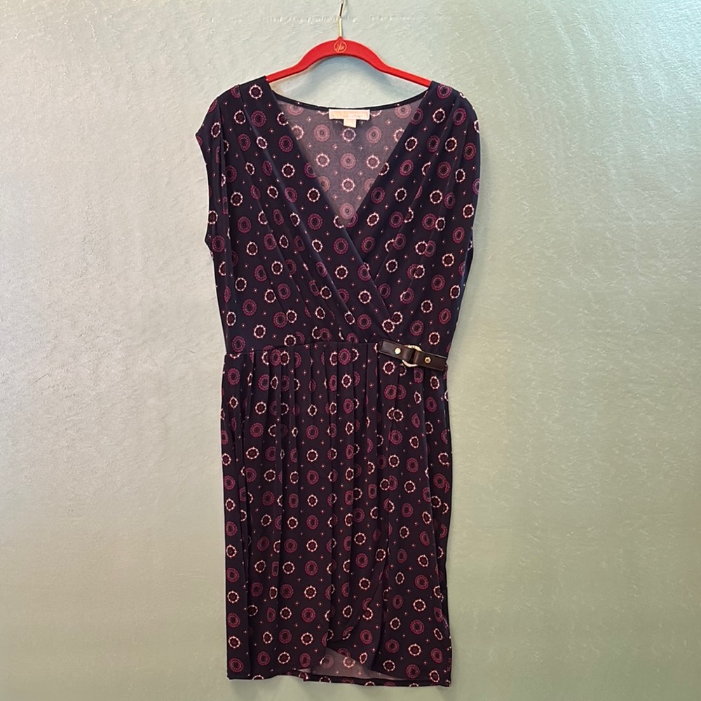 Michael Kors Purple Patterned Jersey Wrap Dress Size Medium